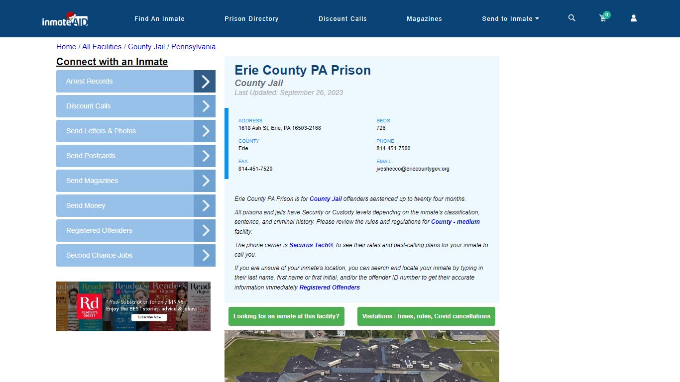 Erie County PA Prison - Inmate Locator - Erie, PA